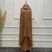 2025 New Muslim Women's Clothing Arabic Solid Color Long Robe Dress Two-Piece Set_ecoleips.com