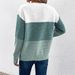 Women's Color-Block Knit Sweater – Polyester & Acrylic Blend, Round Neck, Long Sleeve, Loose Fit, Casual Pullover_ecoleips.com