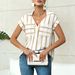 Women's Relaxed V-Neck Striped Shirt Casual Loose Fit Blouse with Pocket Trendy And Comfortable Blue Beige Red Green_ecoleips.com