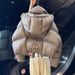 Women's Clothing Short Khaki Grey Puffer Jacket Korean Style Winter Coat Casual Hooded Outerwear For Petite_ecoleips.com
