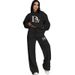 Voya Women's Letter Print Hoodie Street Korean Style Unisex Casual Round Neck Sweater Set_ecoleips.com