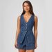 In-stock Cross-border European And American 2025 New Fashion Casual Sleeveless High-waisted Women's Denim Shorts Set_ecoleips.com