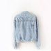 Women's Pearl Rhinestone Denim Jacket Light Blue Washed Distressed Loose Fit Y2K Style_ecoleips.com