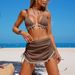 Women's Clothing Three Piece Bikini Set Sexy Solid Color Chain Design Swimsuit For Beach Vacation Wear_ecoleips.com