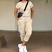 Women's Cargo Jogger Pants & Solid Top 2-Piece Set, Casual Streetwear Outfit For Summer Breathable Summer Wear_ecoleips.com