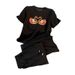 Women's Clothing Casual Sports Suit Age-reducing Heavy Industry Embroidered Crewneck Short-sleeved T-shirt Wide-leg Pants Two-piece Set_ecoleips.com