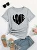 European And American Cross-border Foreign Trade Women's Clothing, Simple Heart-printed Round-neck Short-sleeve T-shirt_ecoleips.com
