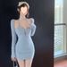 Sexy Strap Dress Two-Piece Set Elegant Cardigan Long Sleeve Blouse Sweet And Spicy High-End Early Spring Fashion Outfit_ecoleips.com