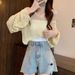 Aria Basics Aria Basics European And American Cross-border Summer New Knitted Short Cardigan Hollow-out Solid Color Loose Round-neck_ecoleips.com
