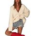 Single-Button Dachshund Embroidered Oversized Knit Cardigan – Trendy Loose-Fit Sweater For Women (Casual, Cute, Streetwear Style)_ecoleips.com