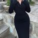 New European And American Fashion Sexy Long-sleeved Bodycon Casual Slim-fit Hooded Solid Color Dress, Stylish Women's_ecoleips.com