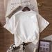 Women's Casual Round Neck Short Sleeve T-Shirt Multi-Color American Style Simple Fashionable Sports Top Solid Printed Loose Fit_ecoleips.com