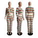 Women's Clothing Summer New Sexy Knitted Contrast Color Long Sleeved Trousers Wide Leg Casual Suit_ecoleips.com