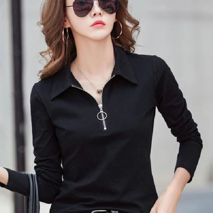 Long-Sleeved T-Shirts, Women's Spring And Autumn Polo Shirts With Lapels, Professional Wear, Long Johns, And Outerwear A_ecoleips.com