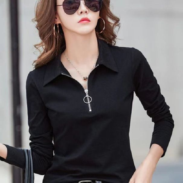 Long-Sleeved T-Shirts, Women's Spring And Autumn Polo Shirts With Lapels, Professional Wear, Long Johns, And Outerwear A_ecoleips.com