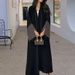 Women's Clothing Elegant Arabian Color-Block Maxi Cardigan Dress – Modest Long Robe With Contrast Panels (S-XL, Polyester Blend, Loose Fit)_ecoleips.com