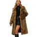Women's Square-neck Faux Fur Long Coat, Warm And Popular For Autumn And Winter._ecoleips.com