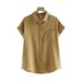 Women's Clothing Women's Solid Color Short Sleeve Shirt Top Slimming Cardigan Versatile Plus Size Spring Summer Inner Wear_ecoleips.com
