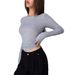 Korean-style Slim-fit Long-sleeve T-shirt For Women, 2025 Autumn New Model, Waist-cinching Short Base Shirt, Slimming_ecoleips.com