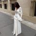 Elegant Lace-Trimmed Bodycon Dress For Women - Flattering V-Neck Long Sleeve A-Line Maxi Dress For Office, Party & Evening Wear_ecoleips.com
