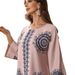 Muslim Home Clothes Bohemian Style Fashion Printing Diamond Beaded Round Neck Robe Female Abaya_ecoleips.com