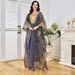 Women's Muslim Robe Fashion Embroidery Beaded Neck Flower Swing Two-piece Dress_ecoleips.com