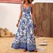 Women's Clothing Fashion Elegant Deep V Neck Back Cross Long Printed Dress_ecoleips.com