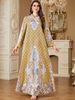 Muslim Dress Women "Elegant Middle Eastern Muslim Abaya Dress With Dubai-Inspired Floral Print – Modest Long Sleeve Robe For Women"_ecoleips.com