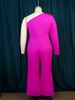 Women's Clothing One Shoulder Oblique Collar Ruffle Jumpsuit High Waist Casual Tights Jumpsuit_ecoleips.com