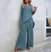 Women's Clothing Women's Long Sleeved Irregular Hem Tops With Elastic Waist And Wide Leg Trousers_ecoleips.com