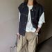 Lino Early Autumn New Korean-style Turn-down Collar Patchwork Denim Vest For Women 2025, Hem-tied Sleeveless Top Jacket,_ecoleips.com