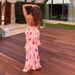Sexy Backless Floral Print Maxi Dress Pink Style Casual Comfortable Vacation Suspender Dress For Women_ecoleips.com
