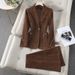 Women's Premium Wool Suit Set – Elegant Blazer & Trousers For Office & Formal Occasions (Khaki/Black/Red, S-4XL)_ecoleips.com