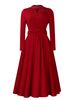 Women's Clothing Elegant Commuter High Neck Long Sleeve Elegant High-Neck Long-Sleeve A-Line Dress | Timeless Office Dress In Luxe Colors_ecoleips.com