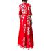Women's Clothing Red Collar Loose Swing Floral Dress_ecoleips.com
