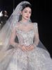 Lace Long Sleeve Wedding Dress – A-Line High Waist Bridal Gown With Princess Sleeves, Elegant Chapel/Trumpet Train (XS-XXL)_ecoleips.com