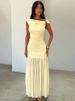 Mozision Diagonal Collar Sleeveless Sexy Maxi Dress Women Elegant Backless Bodycon Pleated Ruched Club Party Long Dresses_ecoleips.com