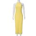 Women's Backless Pleated Fabric Dress Breathable Lace-up Lotus Leaf, Long Dress_ecoleips.com