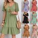 Summer Elegant Casual Dress for Women Loose Fit Short Sleeved Waisted Cross Border Foreign Trade European American Style_ecoleips.com