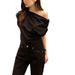Korean Chic Women's Off-Shoulder T-Shirt Unique Irregular Design Loose Fit Solid Color Short-Sleeved Pullover Summer Top_ecoleips.com