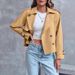Autumn/Winter New Women's Fashion Casual INS Pocket Short Double Breasted Windbreaker Coat_ecoleips.com