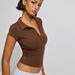 Women's Clothing POLO Collar Button Short Sleeve Women's Top Versatile Spring Summer Tight Sports Waist European American Style_ecoleips.com
