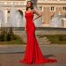 Elegant Red Mermaid Evening Gown Women's Strapless Tailored Dress for Prom Parties And Special Occasions_ecoleips.com