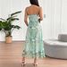 AD203 New French-style High-end Fashion Strapless Slim-fit Sexy Vacation-style Printed Mesh Dress_ecoleips.com