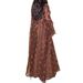 Verve LY12 Brown Muslim Women's Clothing Two Piece Set Lace Sequin Flare Sleeve Elegant Modesty Banquet Dinner Robe_ecoleips.com