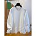 American Style Air Cotton White Lace Trim Patchwork Long Sleeve T-Shirt For Women Spring Korean Version Loose Solid_ecoleips.com