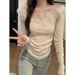 Spring New Design French Chic Exquisite Three-dimensional Floral Sheer Mesh Slimming Long-sleeve Blouse For Women_ecoleips.com
