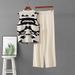 Leopard Print Knit Set Sleeveless Cross Border Cardigan Spring Summer Loose Fitting Elegant Top Casual Sporty Wide Leg Pants Two Piece_ecoleips.com
