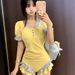 Women's One Piece Swimsuit with Puff Sleeves Slimming Design for Youthful Cute Style Perfect for Hot Springs And Beach_ecoleips.com