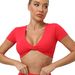 Yoga Tight V-neck Sports Short Sleeved T-shirt Top, High-strength Shock-absorbing Quick Drying Running Fitness Suit_ecoleips.com
